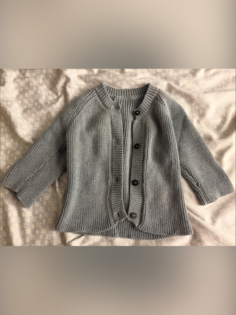 Creative Co-Op Gray Ribbed Button-FrontCardigan